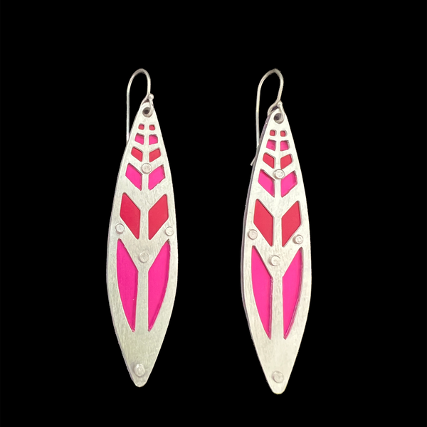 DECO SPEAR EARRINGS 2-TONE