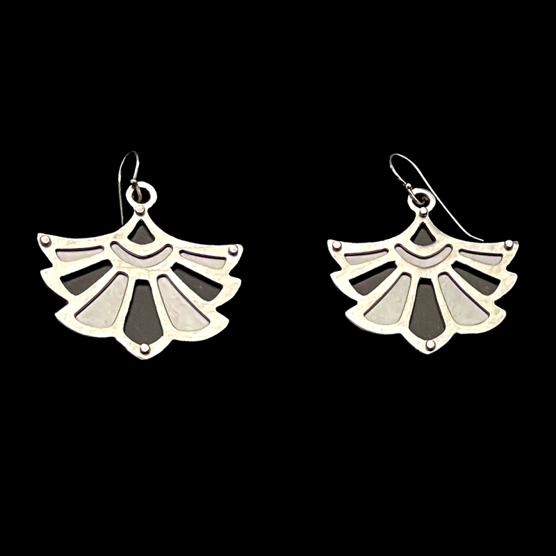 DECO FAN EARRINGS 2-TONE