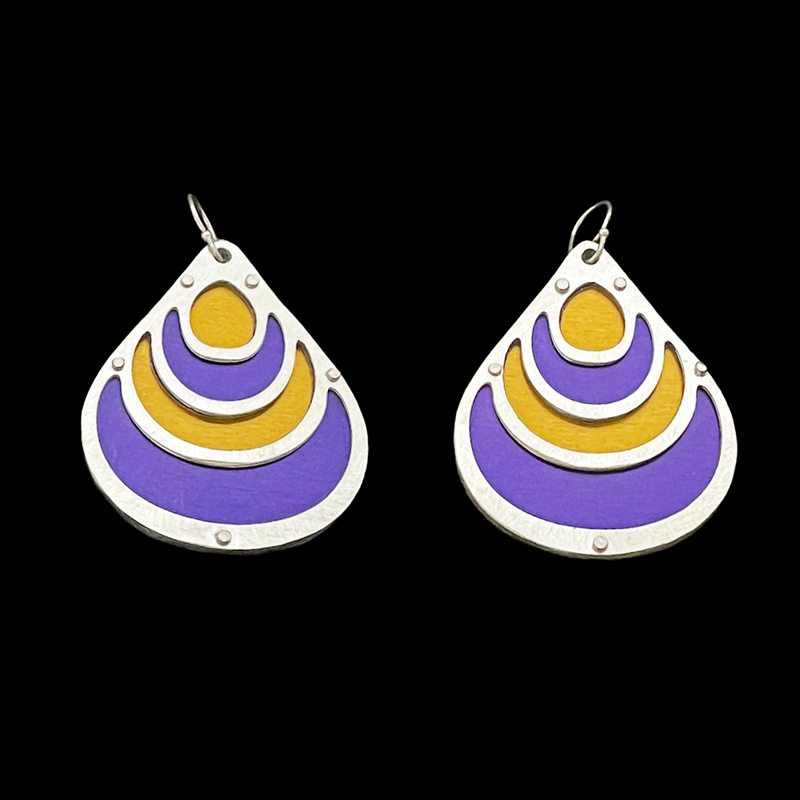 DECO TEARDROP EARRINGS 2-TONE