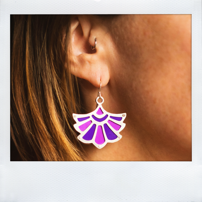 DECO FAN EARRINGS 2-TONE