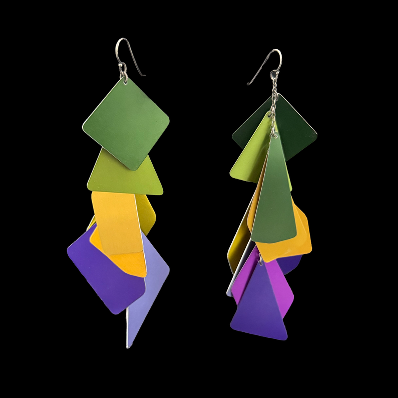 GEO JINGLES EARRINGS - MARDI GRAS Long